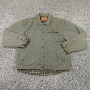 VTG Plugg Jeans Jacket Mens XL Green Flannel Lined Chore Work Coat Grunge Y2K - Picture 1 of 16