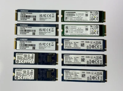 LOT OF 10 - Mixed Brand 128GB M.2 NVMe Internal Solid State Drives SSDs