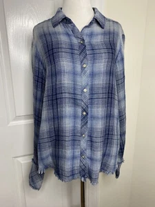 Damen Anthropologie Tuch & Stein doppellagig Fransensaum Gaze Top • M * Neu mit Etikett - Bild 1 von 11