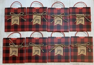 Christmas Holiday Farmhouse Plaid Raffia Pull Out Gift Card Holders (x8) - Picture 1 of 2