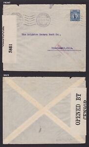 SWEDEN 1917, Cover to Cincinnati USA via Bergen, British military censor cachet