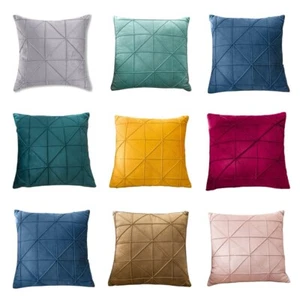 Velvet Plaids Square Cushion Cover Throw Pillow Case Home Car Office Sofa 18'' - Picture 1 of 13