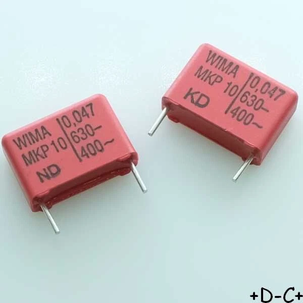 Condensateur film PP MKP10 47nF 630VDC 400VAC 6x12.5x18mm pas15 Wima (lot de 2)