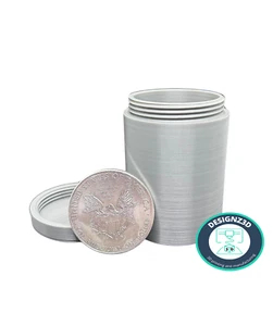 Designz3D 1oz Silver Coin Holder, airtight (Holds 20) - Gray