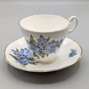Juego de tazas y platillos de té florales azules Allyn Nelson Fine Bone China Inglaterra - Imagen 1 de 9