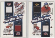 2002 Pacific Heads Up Game-Worn Jersey Quads Jose Theodore Yanic Perreault #15