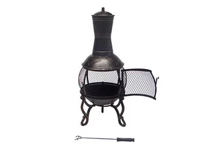89cm Cast Iron Fire Pit Chiminea Chimney Fireplace Heater Patio w Raincover 6078 - Picture 1 of 4