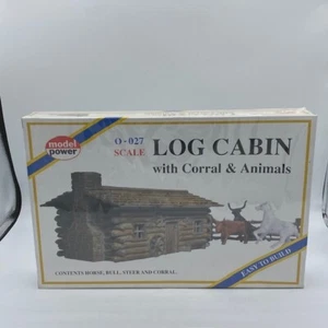 Model Power 6100 O Scale Log Cabin Kit w/ Corral & Animals Building Kit - Picture 1 of 6