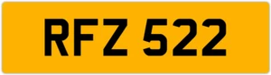 RFZ 522 R 3x3 DATELESS PRIVATE NUMBER PLATE ROB ROY RICK RYAN RUS RUSSELL RILEY - Picture 1 of 1