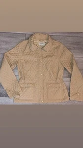 Merona Size Medium Quilted Lightweight Full Zip Tan Jacket EUC - Picture 1 of 8