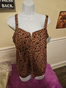 Nwt Shade & Shore Leopard Print Tank W/Built Bra Adjustable Convertible Strap XL - Picture 1 of 12