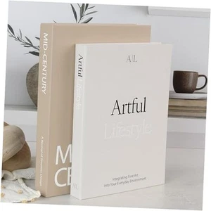 Beautiful Decorative Books - Set of 2 Linen Boxes Enhance Your Coffee Table, - Picture 1 of 8
