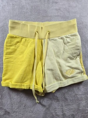 Pantalones Cortos Guess Mujer Pequeños Sudor Amarillo Dos Tonos Cordón 2" Entrepierna Foto 1 de 4