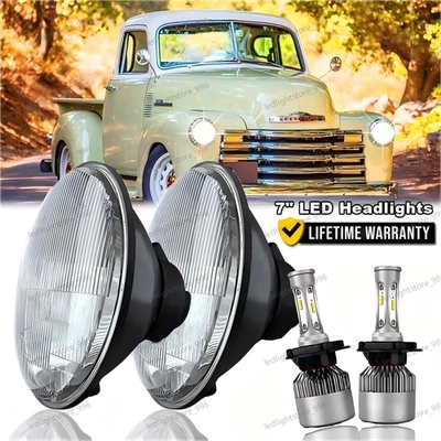 Par de faros LED H4 de 7 pulgadas para camioneta Ford F100 F250 F350 1953-1977 Foto 1 de 4