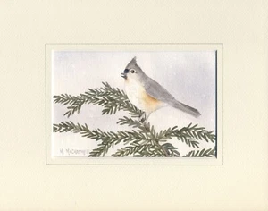 "Tufted Titmouse on Hemlock Tree" Ein Aquarell l von NH Künstlerin Maureen McCarthy  - Bild 1 von 2