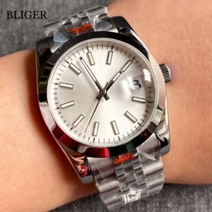 BLIGER 36mm NH35A Polished Case Automatic Watch Men Jubilee Strap Sapphire Glass - Picture 1 of 15