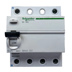 SCHNEIDER A9R41463 63a 30ma RCD ACTi 9 AC 4 POLOS 4 MOD MONTAJE DIN - Imagen 1 de 3