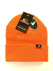 Men's Blaze Orange Mossy Oak Insulated Hat Hunter Hunting Skull Cap Beanie OSFM - Picture 1 of 4