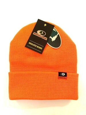 Men's Blaze Orange Mossy Oak Insulated Hat Hunter Hunting Skull Cap Beanie OSFM - Image 1 of 4