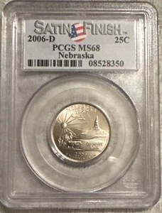 2006-D 25c MS68 Nebraska State Satin Finish Quarter PCGS Graded Certified - Picture 1 of 2