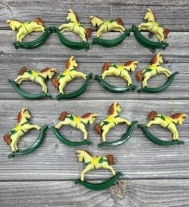 13 PC Vintage Plastic Ornament Rocking Horse Hong Kong Christmas Tree 20th C. - Picture 1 of 2