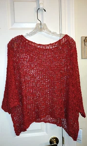 NEW Women's Red Crochet look Top, one size fits most (up to 3X) MEXICALI BLUES - Picture 1 of 3
