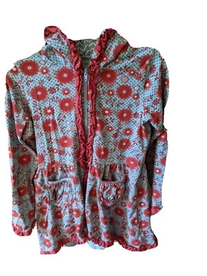 Mustard Pie Floral Blue Coral Hooded Jacket Sz 12 - Image 1 of 3