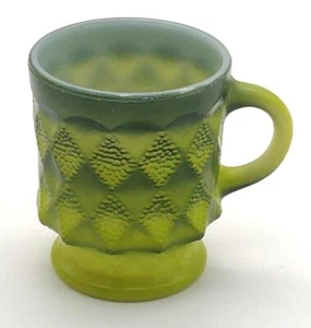 Taza de café de colección Anchor Hocking Fire-King verde diamante kimberly patrón - Imagen 1 de 3