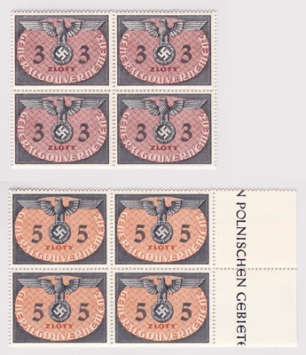 Poland Scott #NO14, NO15 German Occupation Official Stamp Blocks MOGNH CV $265 - Image 1 of 2