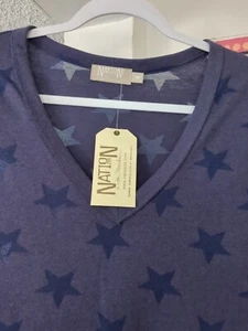 NWT Nation Ltd by Jen Menchaca Garment Dyed Blue Star T-shirt Womens M - Picture 1 of 8