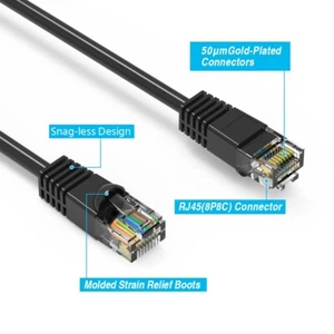 Fuji Labs Cat5E UTP Ethernet Network Booted Cable Black - Picture 1 of 1