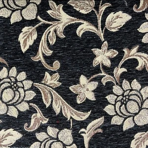 Luxurious Chenille Floral Fabric for Upholstery 54" Wide Sold by the Metre Gray - Picture 1 of 3