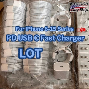For iPhone 16 15 14 13 12 11 Pro 20W PD USB C-Type C Fast Charger Cube Cable Lot - Picture 1 of 17