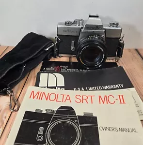 Minolta SRT MC-II 35mm SLR Film Camera w/MD Rokkor-X 50mm f/1.4 Lens - Picture 1 of 12