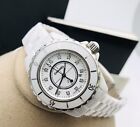 CHANEL J12 H1628 White Ceramic 12P Diamond White Dial Quartz Ladies Watch 6.25”
