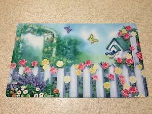 Spring Garden Colorful Floral Butterfly Springtime Floor Accent Mat Door Decor - Picture 1 of 1