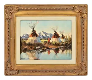 Oil Painting on Canvas, Signed Peter Van Dusen (Amer., bd. 1929) "Three Teepees" - Picture 1 of 6