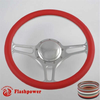 14'' Billet Steering Wheels Red Half Wrap Hot Rod GM Buick Riviera Lesabre GMC - Image 1 of 4