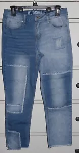 Pantalones de mezclilla hidráulicos ""Nolita"" de altura media curvilíneos parcheados talla 6 ~ 25" entrepierna - Imagen 1 de 13