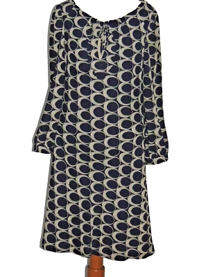 Vestido Moulinette Soeurs Azul Marino Estampado Geométrico Vintage Talla 0 MED  Foto 1 de 4