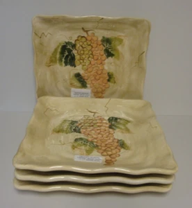 Tabletops Unlimited CABERNET Square Dinner Plate BROWN GRAPES Sold in SETS OF 4 - Picture 1 of 3