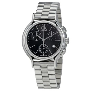 NEW CK CALVIN KLEIN K2U29141 SWISS MADE WOMEN'S BLACK CHRONOGRAPH WATCH STEEL - Picture 1 of 9