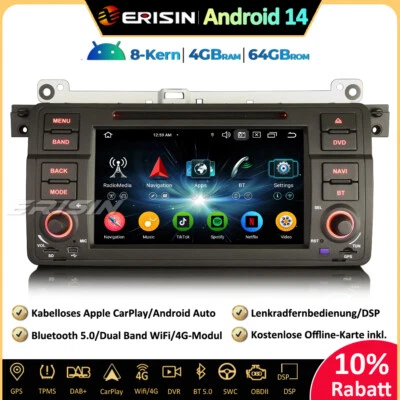 DAB+ Carplay Android 14 Autoradio GPS Navi 8-Kern BMW 3er E46 M3 MG ZT Rover 75 - Bild 1 von 4