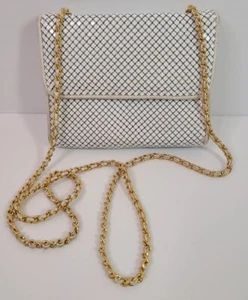 Vintage Whiting & Davis  White Mesh Purse Shoulder Bag Evening Purse 5.5"T x 7"W - Picture 1 of 15