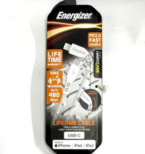 Energizer Light Data Cable PD3.0 USB-C Lifetime Warranty iPhone iPad 480Mbp NEW - Picture 1 of 3