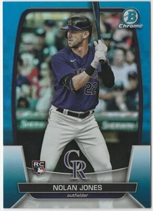 2023 Bowman Chrome Blue Refractor Nolan Jones Rookie RC #085/150 ROCKIES - Bild 1 von 2