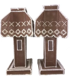 Folk Art Brown Lamp Shaped Fireplace Match Holders Storage Vintage Set - Picture 1 of 4