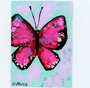 Original ACEO - Butterfly - miniature gouache/acrylic painting, size 2.5" x 3.5"