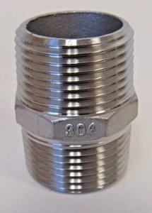 New 1-¼” X Close MNPT Straight Hex Nipple 304 Stainless Steel #150 - Picture 1 of 5