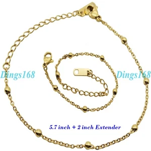 Brazalete de cuentas de cadena de cable italiano delgado sin deslustre relleno de oro amarillo de 18 quilates P5J - Imagen 1 de 2